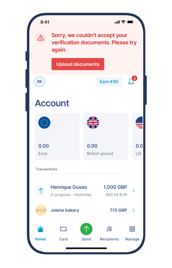 ID verification reminder in-app